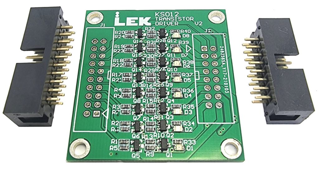 KS012 8-Channel Transistor Driver board — P/N-channel MOSFET array, top view