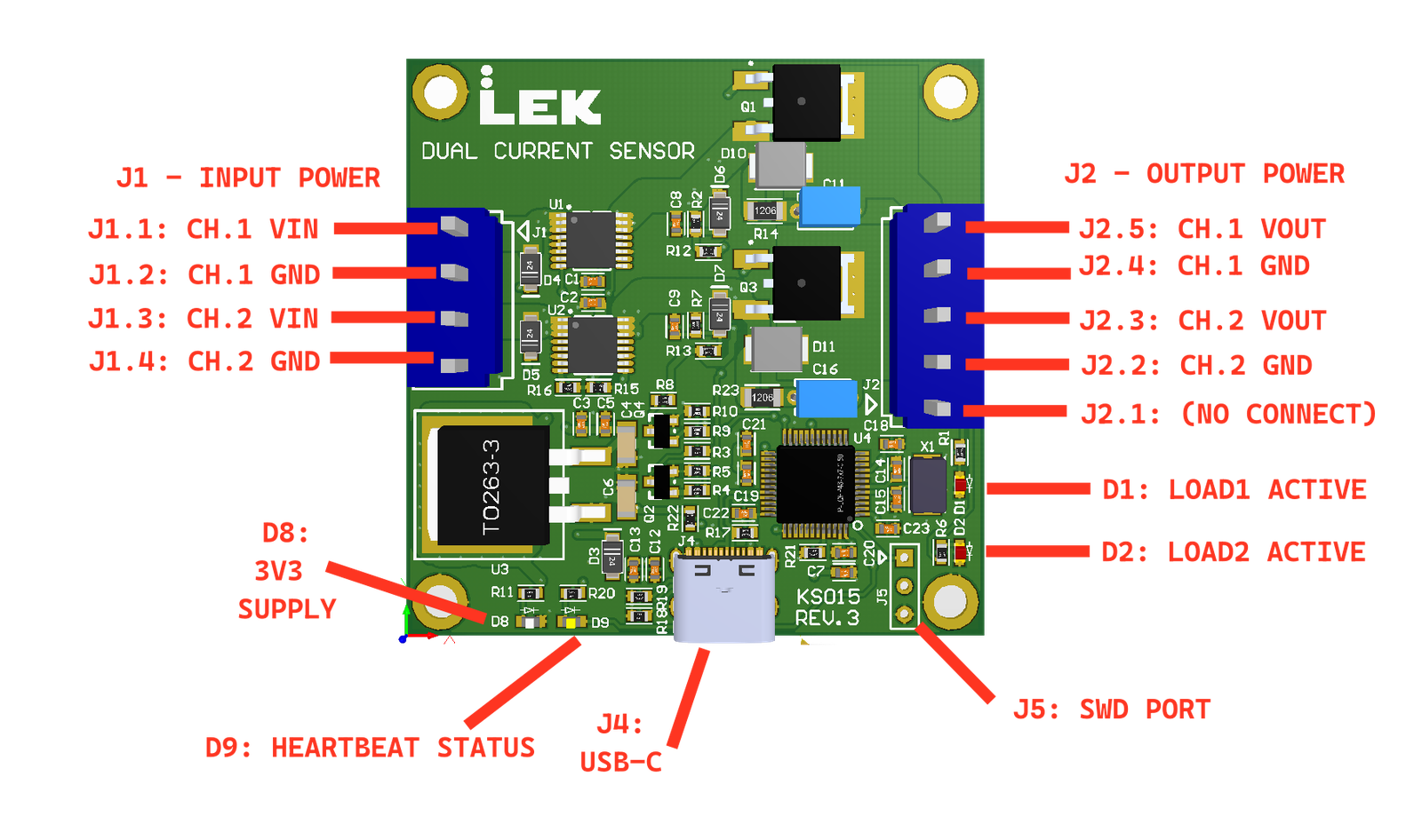 KS015 board layout and pinout — Rev 3