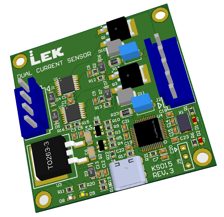 KS015 Dual Current Sensor PCBA Rev 3 - render